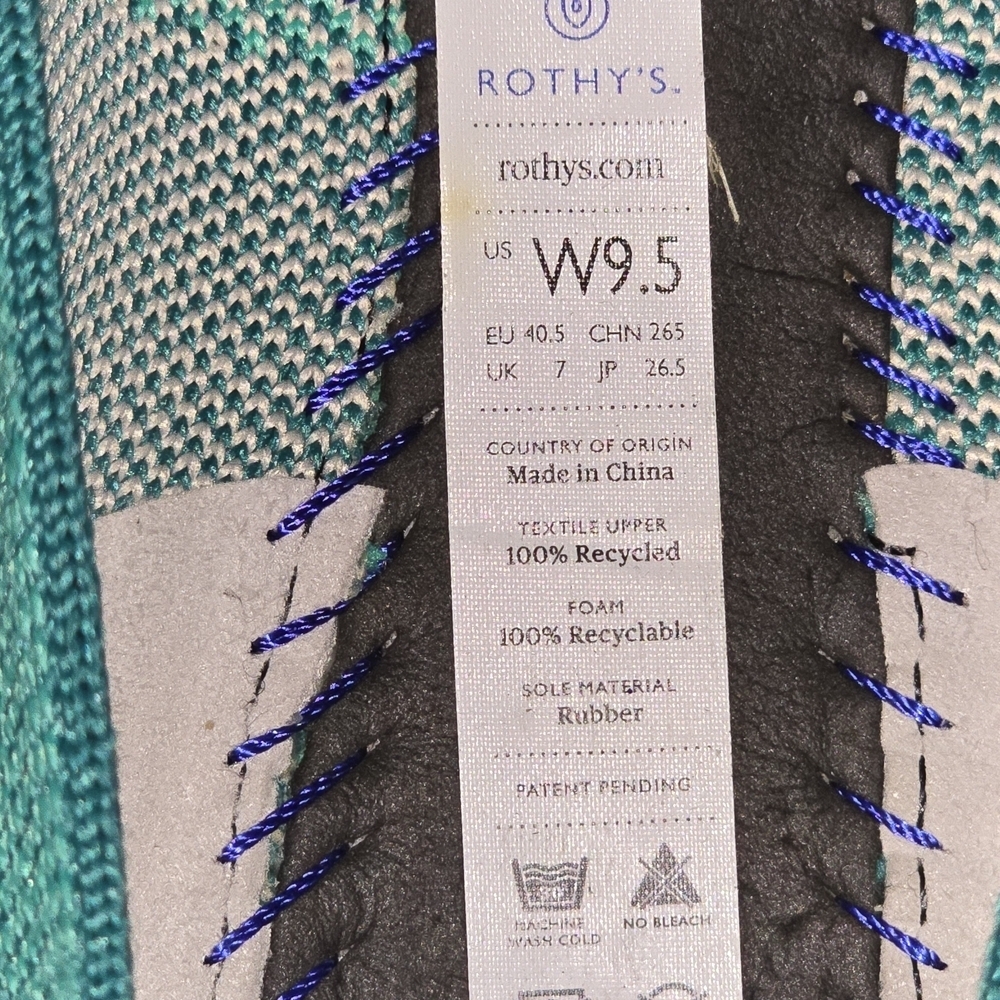 Rothy's Women's Calypso Teal Ballet Flats Size 9.5 Slip On Office Wear - Picture 8 of 8
